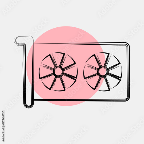 Icon video graphics. Computer components elements. Icon in color spot style.
