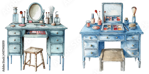 dressing table watercolor vector illustration