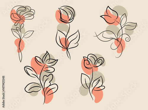 Floral vector art featuring roses and a heart, a lovely nature-inspired blossom 