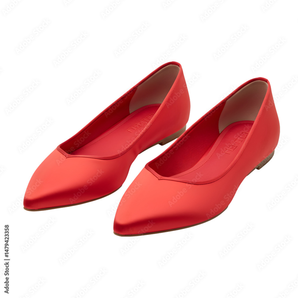 Red Pointed Toe Flats: Stylish & Comfortable on transparent background Red Pointed Toe Flats: Stylish & Comfortable on transparent background