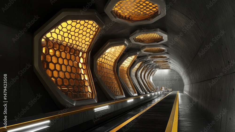 Obraz premium Section of conveyor carrying honeycomb core to assembly station