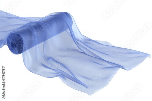 Soft, flowing light blue fabric elegantly draped on a white background. The sheer material creates a delicate and airy feel.
