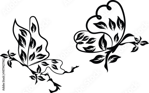 Wallpaper Mural Black and white floral design with flower, leaf, and swirl elements for vintage art or tattoo Torontodigital.ca