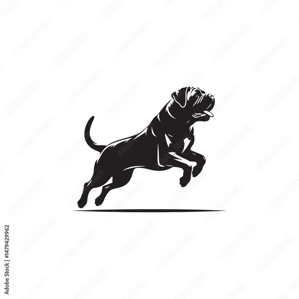 Obraz premium Boerboel Dog Silhouette Vector – Strong, protective, and loyal canine outline, ideal for breed-specific designs, digital art, merchandise, T-shirts, pet-themed projects, and creative endeavors. 
