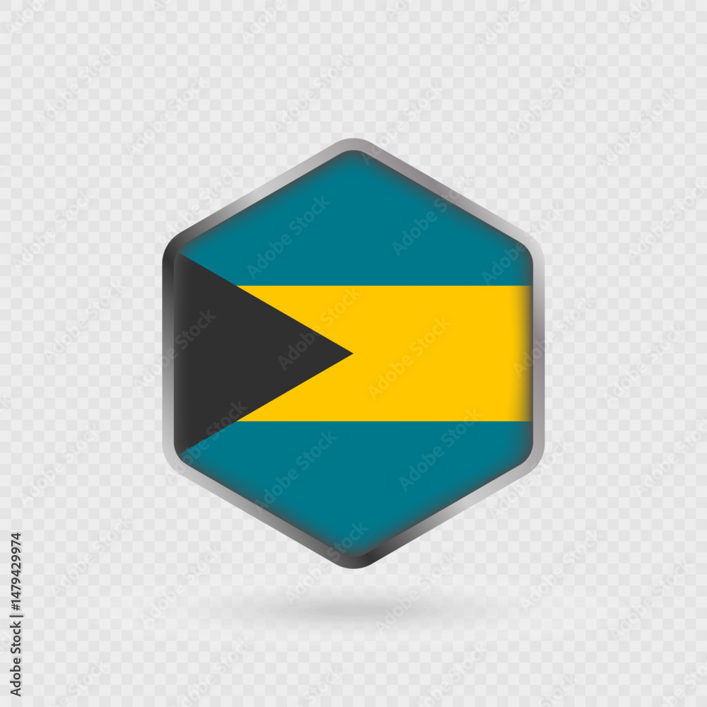 Fototapeta premium Bahamas flag icon in hexagon shape.