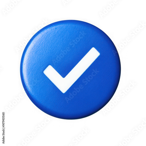 Blue circle button with white check mark icon. check mark button