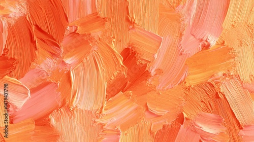 Abstract pale orange oil paint brushstrokes texture pattern painting wallpaper background .