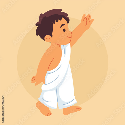 Flat Vector Kid Haj Illustration