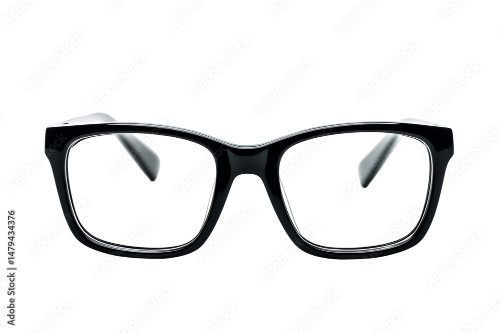 Fototapeta premium Black Framed Eye Glasses Isolated on White or Transparent Background Fashion Accessory