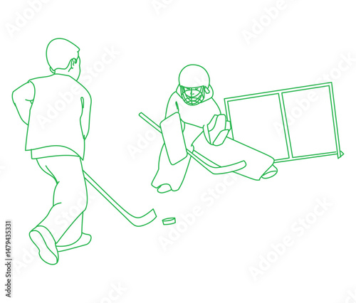  Boys Playing Driveway Hockey.