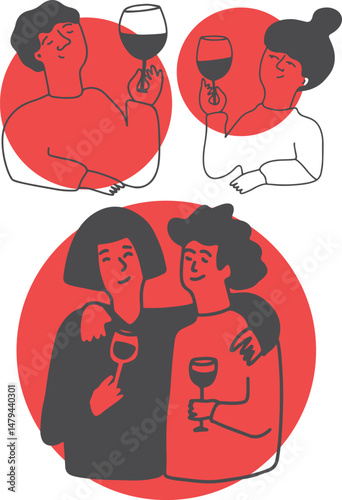 Winemaking. The process of making wine. Drawing, engraving, ink, line art, vector	
