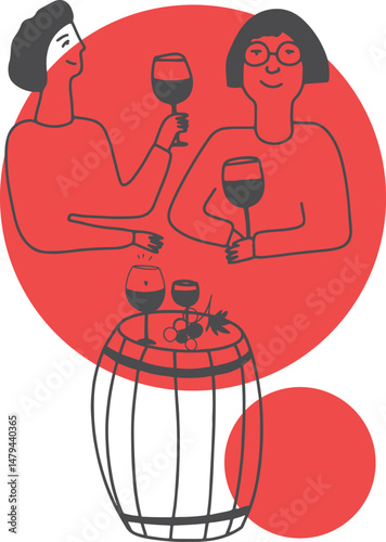 Winemaking. The process of making wine. Drawing, engraving, ink, line art, vector	
