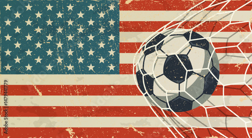 American flag USA with retro vintage concept