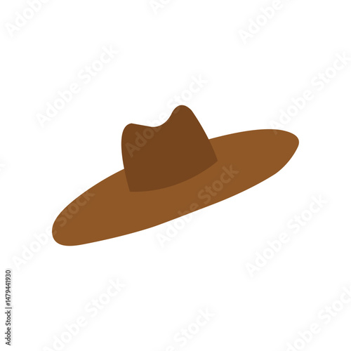 Wallpaper Mural Flat vector illustration of a brown hat with tall crown and wide brim, perfect for digital design Torontodigital.ca