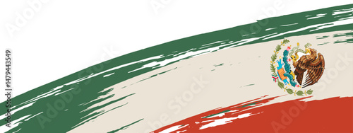 Mexico flag with  grunge brush stroke concept