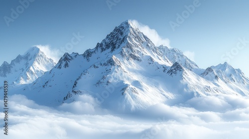 Wallpaper Mural Snowy mountain peak above clouds Torontodigital.ca