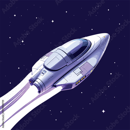 Vsai futuristic spaceship traveling through starry deep space