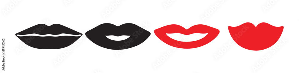 Lips vector icon. Silhouette girl lips style icons. Lips black shape icon set. Vector illustration eps 10 Lips vector icon. Silhouette girl lips style icons. Lips black shape icon set. Vector illustration eps 10