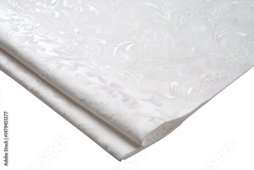 Elegant white fabric with a subtle embossed floral pattern. Perfect for crafting, design, or special occasions.