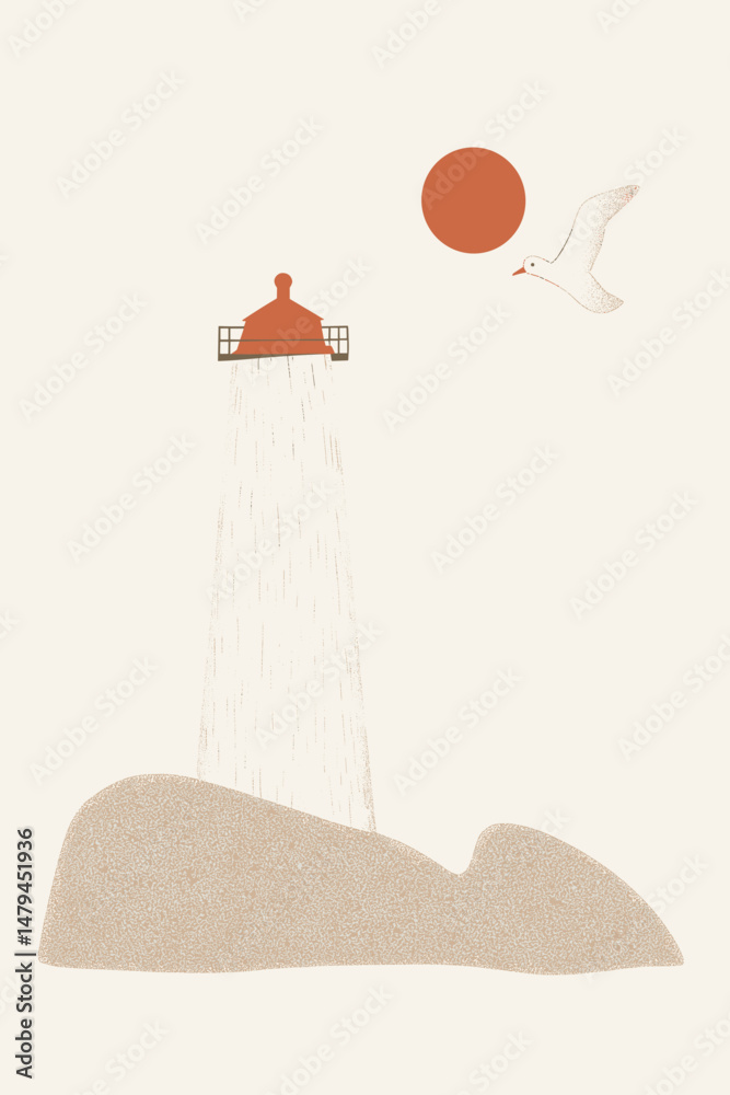 Fototapeta premium Lighthouse illustration with minimalistic design