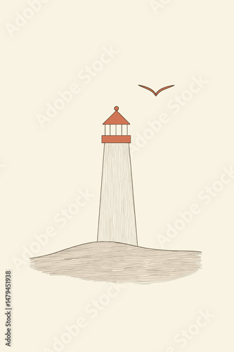 Lighthouse illustration with minimalistic design