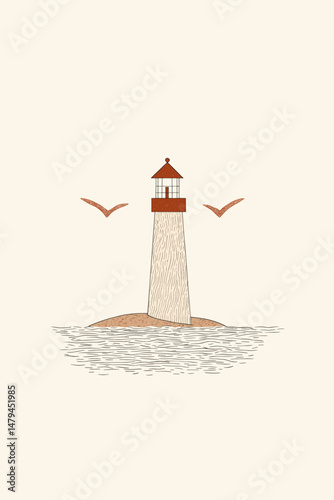 Lighthouse illustration with minimalistic design