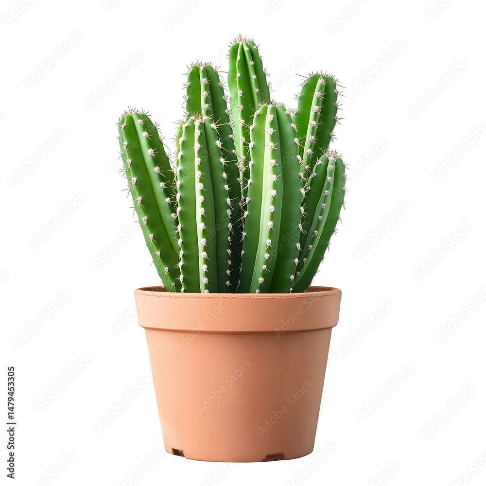 Cactus plant in pot bright green isolated on White or Transparent simple background Cactus plant in pot bright green isolated on White or Transparent simple background