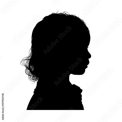 Silhouette of a little girl, side view, isolated – vector illustration