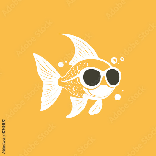 Cool Cartoon Goldfish with Sunglasses