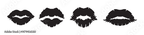 Lips vector icon. Silhouette girl lips style icons. Lips black shape icon set. Vector illustration eps 10
