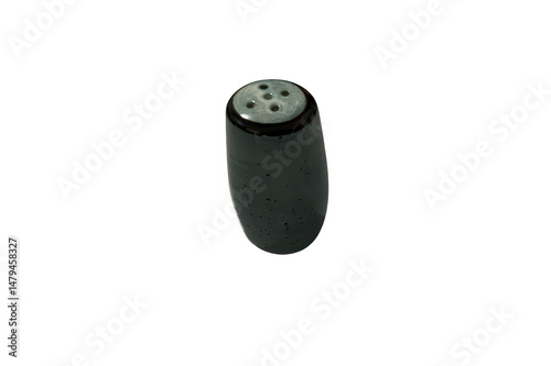 Ceramic salt shaker on transparent background
