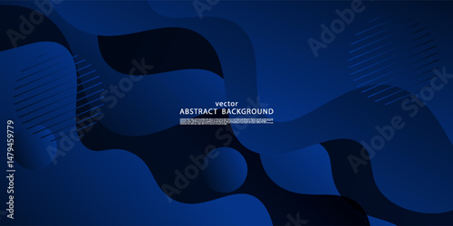 Blue abstract gradient wave background with simple shape elements. Dark blue design. Elegant concept. Vector Eps10