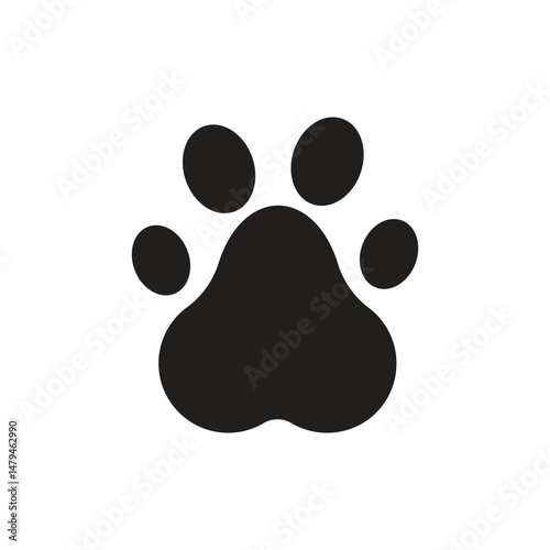 Paw footprint vector illustration on white background.