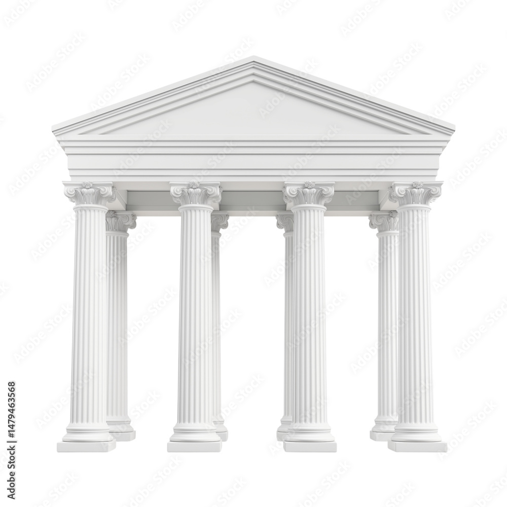 Obraz premium White Greek temple facade with columns mockup