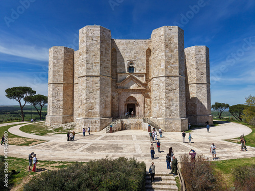 Slika na platnu Drone view of Castel del Monte castle on Puglia in Italy