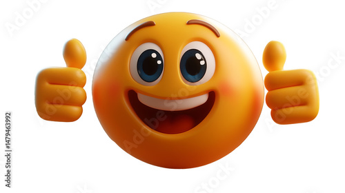 3D emoji icon thumbs up gesture on a transparent background