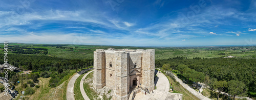 Photography Drone view of Castel del Monte castle on Puglia in Italy
