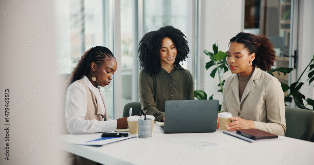 © peopleimages.com - Planning, meeting or business women with laptop for feedback, collaboration or investment. Teamwork, technology or financial advisors talking for project research, budget growth or risk management