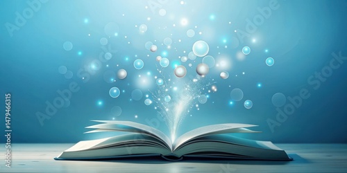 An Open Book with Magical Glowing Particles Emanating from its Pages, a Symbol of Knowledge, Imagination, and Wonder