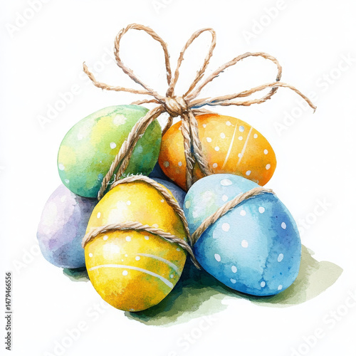 Painted eggs, joyfully bundled, bring colorful cheer for holiday