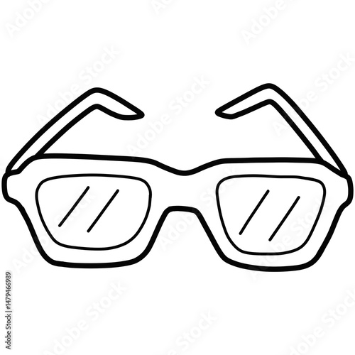 Hand drawn sunglasses cartoon illustration outline 