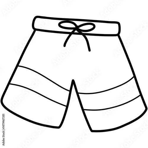 Cartoon illustration outline of swimming trunks 