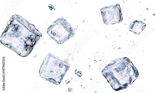 Ice Cubes Breaking in a Water Explosion