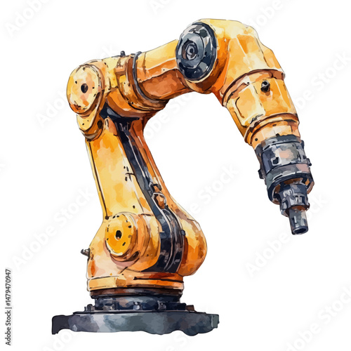 watercolor vector of Robot Arm, isolated on a white background.