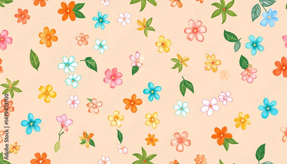 Fototapeta premium flowers and foliage colorful pattern spring summer background