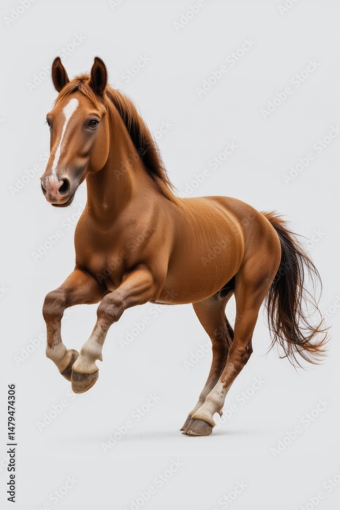 Fototapeta premium Majestic Horse in Motion Against a Neutral Background