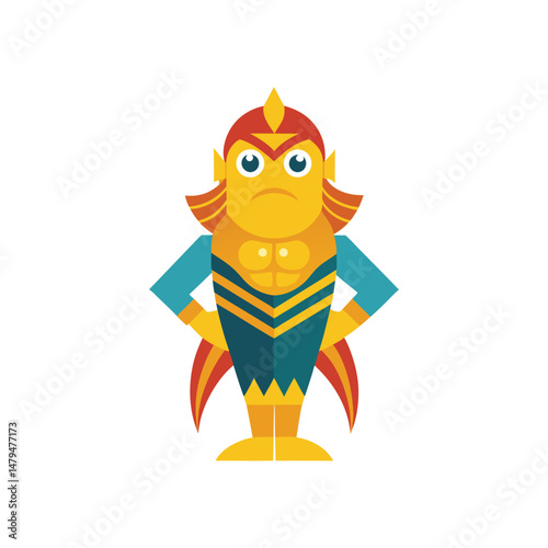 Flat and Minimal oscar fish logo vector illustration isolated on white background