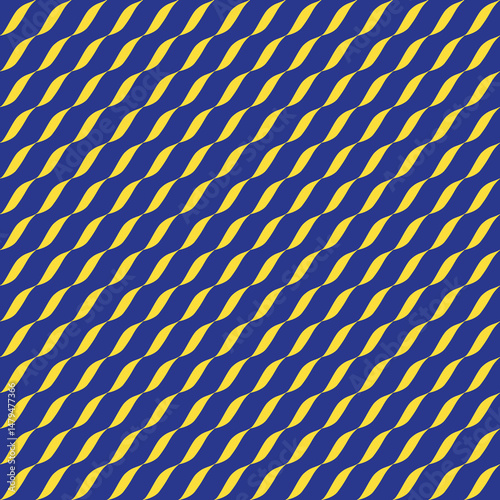 Seamless and yellow optical illusion pattern with twisted diagonal stripes. Perfect for fabric, wallpaper, pattern digital, pattern backgrounds, modern design and modern geometric design projects.