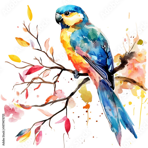 Wall Decal, watercolor illustration, isolated on a white background.