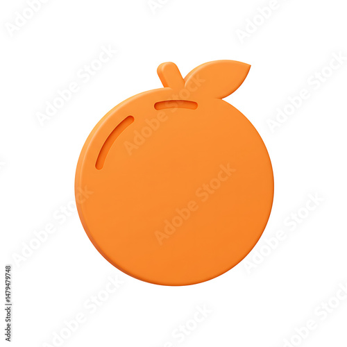 3D Render of a Simple Orange Fruit Icon Isolated on Black Background